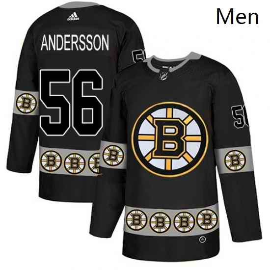 Mens Adidas Boston Bruins 56 Axel Andersson Authentic Black Team Logo Fashion NHL Jerse
